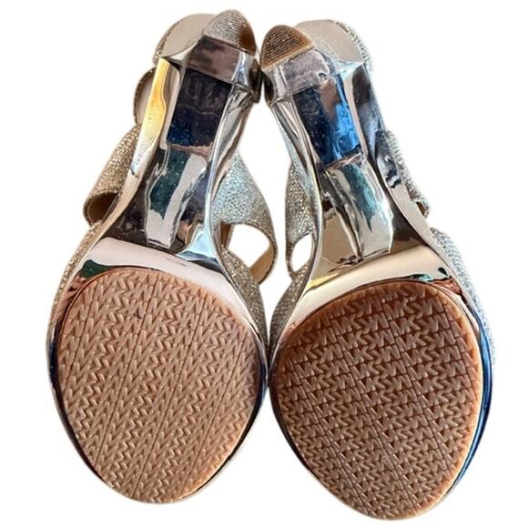 Michael Michael Kors Berkley T-Strap Glitter Heels Women’s Size 10M Silver - Picture 7 of 8